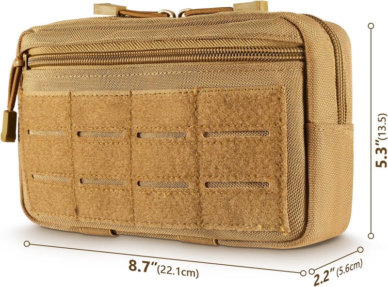 FRTKK Tactical Molle Admin Pouch Utility Laser Cut EDC Tool Pouch Bag Horizontal Modular Pouches Include US Flag Patch and Keychain - Image 2